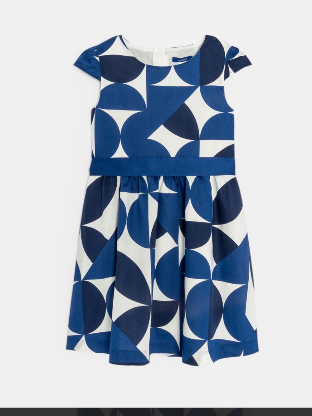 Okaidi dress. Blue graphic. 100% cotton